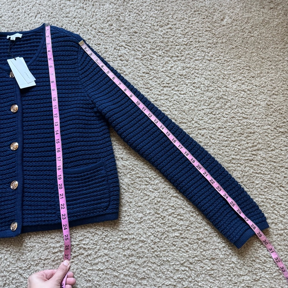 A LOVES A Navy Blue Button-Up Sweater Sz XL Pockets Buttons Front NWT - Picture 11 of 13